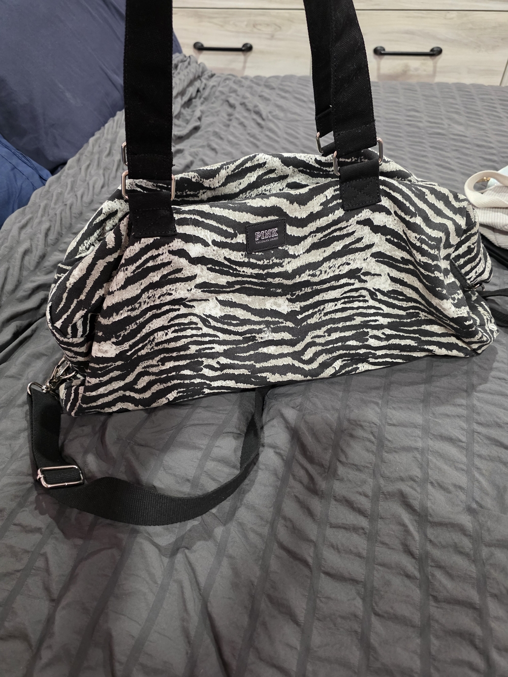 PINK Victoria's Secret Zebra-Print Black & White Shoulder Bag